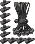 10 Pack Tarp Clips Lock Grip and 10 Pack Ball Bungee Cords 6 Inch by AOBYMIN