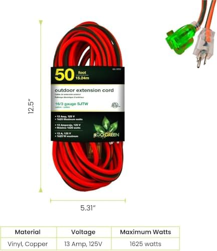 GoGreen Power Inc. (G-13750-2) 16/3 50' Heavy Duty Extension Cord - Orange, 50ft, 2 Pack - Image 2
