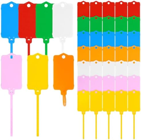 LeonBach 70 PCS Plastic Shipping Tags, 1.46" x 2.48", Mixed 7 Colors by LeonBach