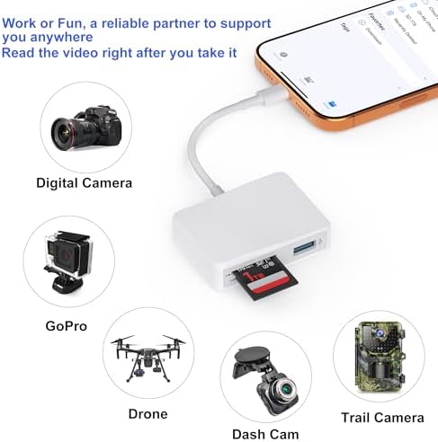 SD Card Reader, 5 in 1 USB-C & USB Card Adapter with SD/MicroSD/MS and Dual USB-A Ports Memory Card Reader for iPhone 17/16/15 Pro Max iPad MacBook Pro/Air M4/M3 Android Phone/Tablet PC (White) - Image 4