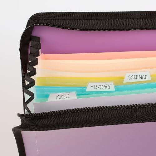 Five Star Expanding File Organizer + Study App, 7-Pocket Accordian File Organizer, Zipper Closure, Holds 8-1/2" x 11" Paper, Amethyst Purple (350099G-ECM) - Image 4