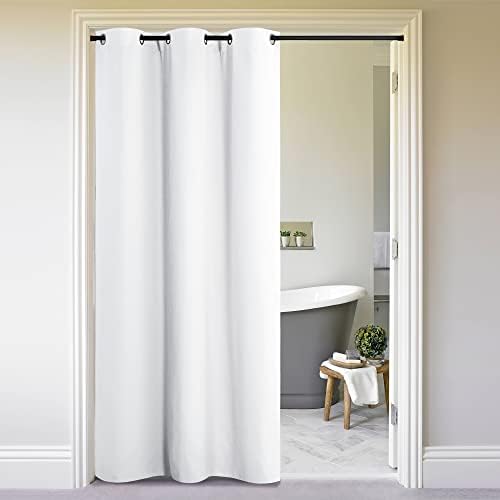 NICETOWN Curtains & Drapes for Door Tapestry, 120 inches Long Door Curtains for Bathroom Pantry Bedroom Closet (White, 1 Panel, 5ft Wide x 10ft Long) by NICETOWN