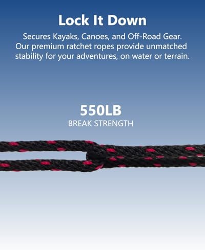 1/4" Ratchet Straps, Ratchet Rope Tie Down, Kayak Tie Down Straps - Image 3