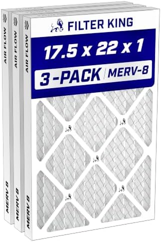 Filter King 17.5x22x1 Air Filter MERV 8, AC Furnace Filters (3-Pack) by FilterKing