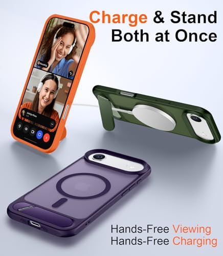 Temdan Designed for iPhone Air Case, [Built-in Invisible Kickstand][Compatible with MagSafe][Military Grade Shockproof] Slim Translucent Matte Phone Case 6.5 inch (Purple) - Image 3