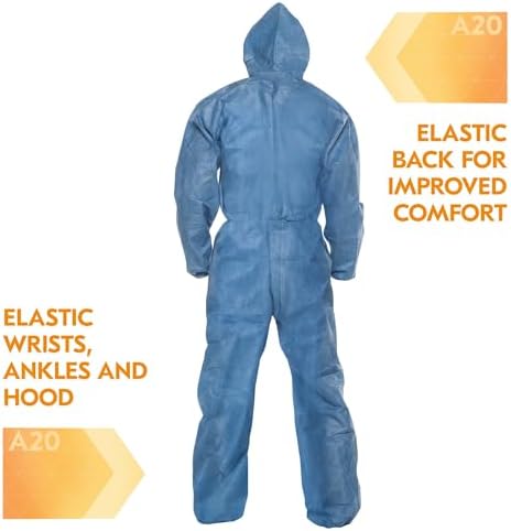 KleenGuard 58514 A20 Breathable Particle Protection Coveralls, X-Large, Blue (Case of 24) - Image 4