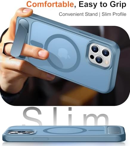 Temdan Magnetic Compatible with iPhone 12 Pro Max Case, [Built-in Invisible Kickstand][Compatible with MagSafe][Military Grade Shockproof] Slim Translucent Matte Phone Case for iPhone 12 Pro Max 6.7" - Image 6
