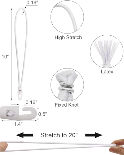 ABINLIN Small Bungee Cords with Hooks Heavy Duty 10 Inch 50 Pcs White - Image 2