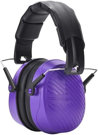 PROHEAR 038 Ear Protection Safety Earmuffs for Mowing, 28dB Noise Reduction Passive Hearing Protector, Compact Foldable Headset for Shooting Construction Power Tools, Purple by PROHEAR