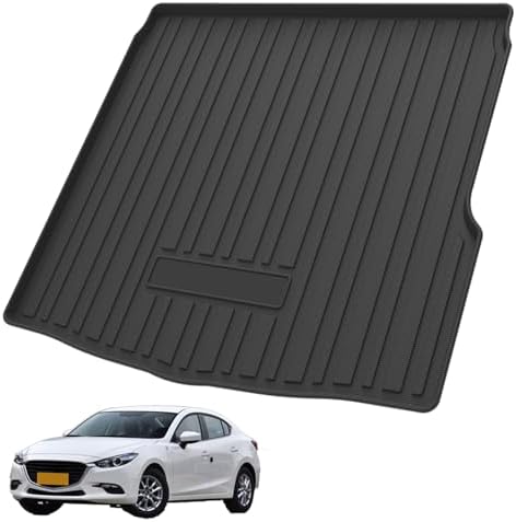Elsetyler Custom Fit for Cargo Liner Mazda 3 Sedan 2014-2018 - Black TPE All Weather Heavy Duty Waterproof Rear Cargo Tray Trunk Floor Mat Protector by Elsetyler