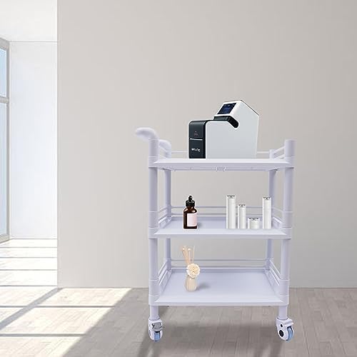 3 Tier Rolling Medical Storage Shelves Rack with Wheels - Beauty Salon SPA Medical Rolling Cart with 360 Silent Swivel Wheels - Image 6