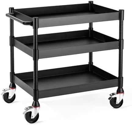 MightyHaul 24" Heavy-Duty Utility Cart with 2 Reversible Shelves, 1,200 lb. Capacity, Heavy-Duty Casters for Industrial Use by StandSteady