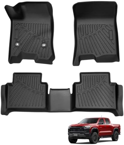 Powerty Floor Mats for 2023-2025 2026 Chevy Colorado/GMC Canyon All Weather 3D TPE Anti-Slip Truck Liners for 1st & 2nd Row Accessories by Powerty
