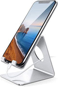 Lamicall Cell Phone Stand, Desk Phone Holder Cradle, Compatible with Phone 12 Mini 11 Pro Xs Max XR X 8 7 6 Plus SE, All Smartphones Charging Dock, Office Desktop Accessories - Silver by Lamicall