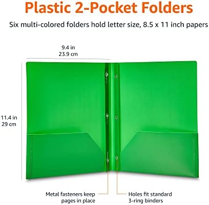 Amazon Basics Heavy Duty Plastic 2 Pocket Folder for Documents, Letter Size Paper, Assorted Colors, Pack of 144 - Image 6