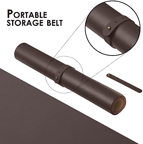 Leather Desk Mat - Non-Slip PU Desk Pad for Office and Home - Desk Organization and Accessories - Ideal for Large Mouse Pad and Desk Mats on Top of Desks (Coffee,31.5"x 15.7") - Image 3