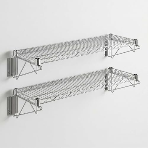 2 Pack 12" x 36" Chrome Wire Wall Shelf, NSF Heavy Duty Steel Wall Mounted Storage Rack, Garage, Kitchen, Office Organization by Zedfire