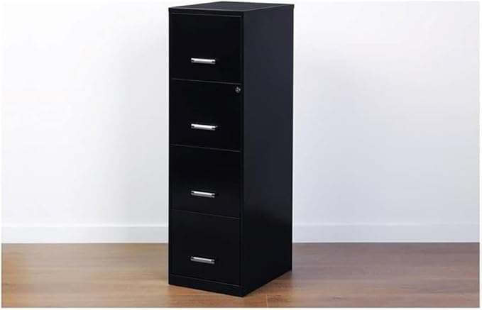 Scranton & Co 18" Deep Light Duty 4 Drawer Metal Letter Filing Cabinet in Black - Image 3