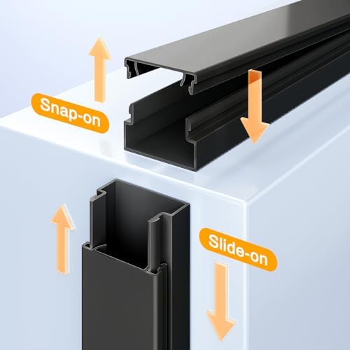 Cable Hider, 157in Delamu Cord Hider Wall for Wall Mounted TV, Wire Hider Kit, Paintable Cable Concealer Raceway Management for Home & Office, 10XL15.7 W0.95 H0.55in, Black (Pack of 2) - Image 3