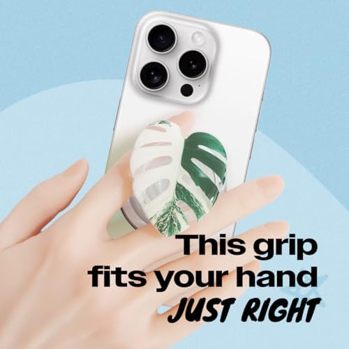 OnTheGrip Compatible with Magsafe Magnetic Cute Acrylic Tropical Leaf Design Collapsible Mobile Phone Grip Stand Holder for Smartphone Tablet Cell Phone Accessory (Albo Monstera) - Image 2