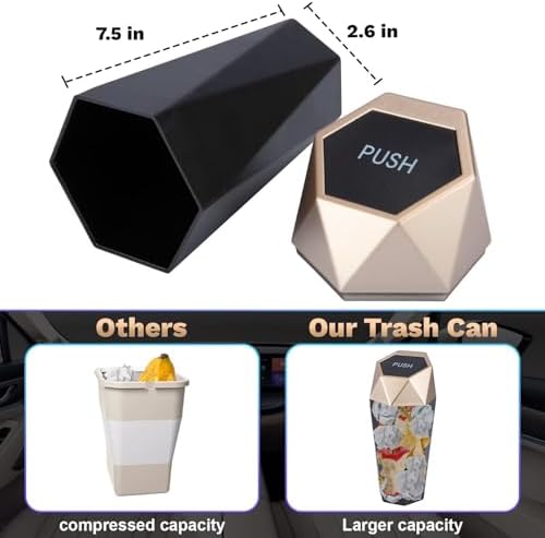 BFXM Car Trash Can Small Trash Bin with Lid Accessories for Women Gold 2Pcs - Image 6