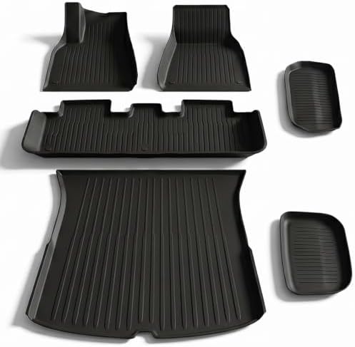 6Pcs Floor Mats for Tesla Model Y 2021/2022/2023/2024 Accessories, TPE All Weather Anti-Slip Waterproof 3D Front Frunk Rear Trunk Cargo Liner Tray Mats by CYBERBEANS%C2%AE