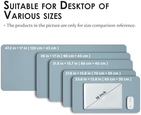 Leather Desk Mat - Non-Slip PU Desk Pad for Office and Home - Desk Organization and Accessories - Ideal for Large Mouse Pad and Desk Mats on Top of Desks (Light Blue,31.5"x 15.7") - Image 5