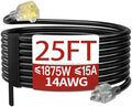Skrizcable 14/3 25 FT Extension Cord Outdoor, Black Power Cord by Skrizcable
