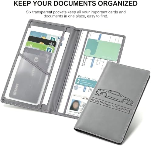 Car Registration and Insurance Holder, Vehicle Document Organizer with Secure Magnetic Closure, Automotive Glove Box Organizer for License, Cards & Essential Paperwork (Gray, 1PCS) - Image 6