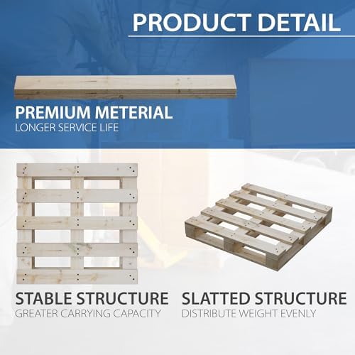 Greaton, 48x48x5 Wooden Pallet Kit, Heavy-Duty Industrial Grade Pinewood, Unassembled Flat-Pack, Stackable & Reusable, Lightweight Floor Pallet, Warehouse, Supermarket & Indoor Storage, 2-Pack - Image 2