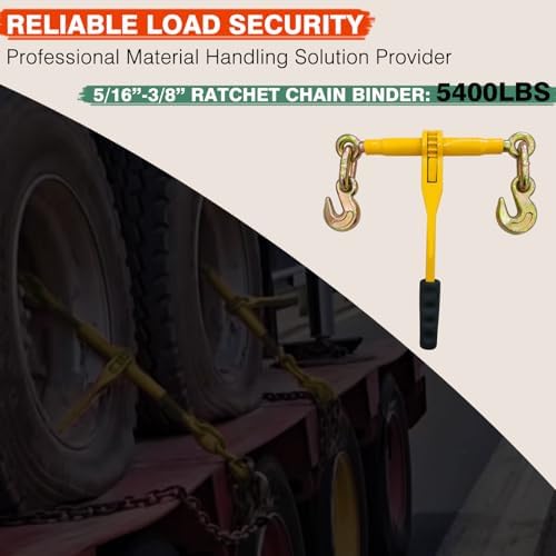 Load Binder with Grab Hook,Ratchet Chain Binders 5/16''-3/8''Tie Downs for Grade 70 Transport Chain,5400LB Safe Working Load,Heavy Duty Ratchet Binders for Towing,Hauling,Flatbed Trailers - Image 4
