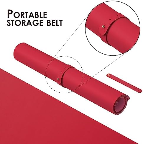 Leather Desk Mat - Small Non-Slip PU Desk Pad for Office and Home - Desk Organization and Accessories - Ideal for Large Mouse Pad and Small Desk Mats on Top of Desks (Rose Red,23.6"x 13.8") - Image 4