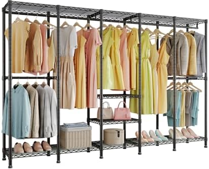 Higeego H5 Heavy Duty Clothes Rack, Black Clothing Rack for Hanging Clothes by Higeego