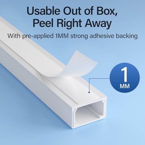 Delamu 56.7in Cord Hider, Cord Covers for 1-2 Wires on Wall, One-Cord Cable Hider, Easy Install Wire Hider Wire Covers for Cords on Wall, Cable Cover Raceway to Hide Wires Along Wall, W0.59 H0.4in - Image 3