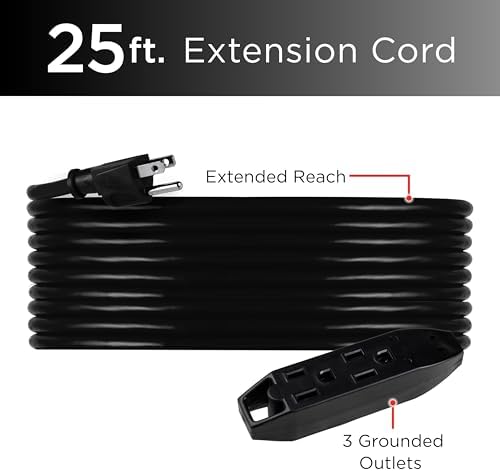 UltraPro 15 Ft 3 Outlet Indoor Extension Cord with Multiple Outlets 2 Pack - Image 2