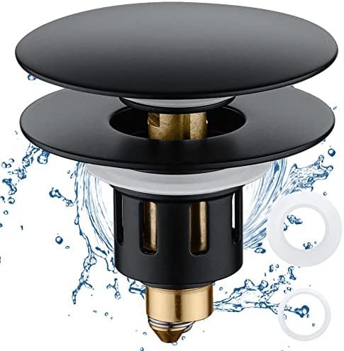 TIORIY Bathroom Sink Stopper, Pop Up Sink Drain Plug, Matte Black by TIORIY