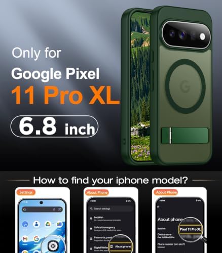 Temdan Designed for Google Pixel 11 Pro XL Case 2026, [Built-in Invisible Kickstand][Compatible with MagSafe][Military Grade Shockproof] Slim Translucent Matte Phone Case-Green - Image 2
