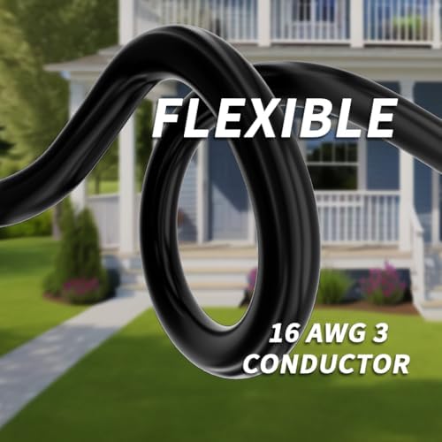 PlugSaf 16/3 Gauge 150 FT Extension Cord Outdoor, Long Extension Cord Black - Image 2