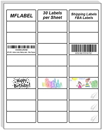 MFLABEL 1" x 2-5/8" Address Labels for Laser & Inkjet Printers 15,00 White Shipping Stickers(50Sheets,30/Sheet)+48 Free Fragile Stickers | Easy to Peel,Mailing Labels for Packages, Shipping by MFLABEL
