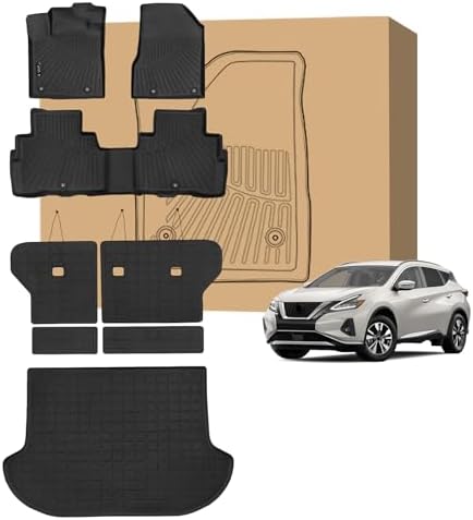 Peleus Full Set Floor Mats for Nissan Murano 2017-2024.5, All Weather Odorless TPE Car Liners Automotive Custom Fit Front & Rear Rows with Cargo Trunk Liner and Backrest Mats (Heavy Duty) by Unknown