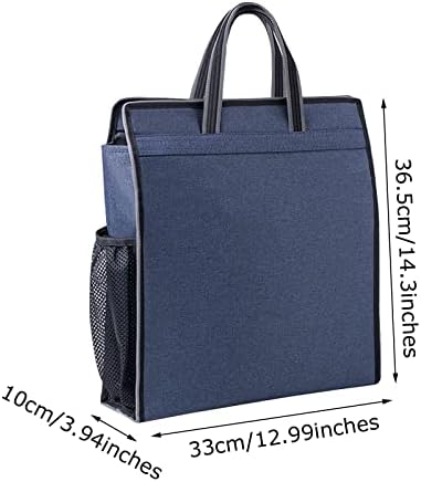 Oxford Zippered Document Bag with Handle File Tote Bag Pouch for Carrying Paper Files Books Filing Folder 1 Pack (Blue) - Image 3