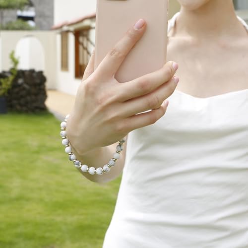 TENOC Marble Beaded Phone Wrist Strap, Marble White - Image 5