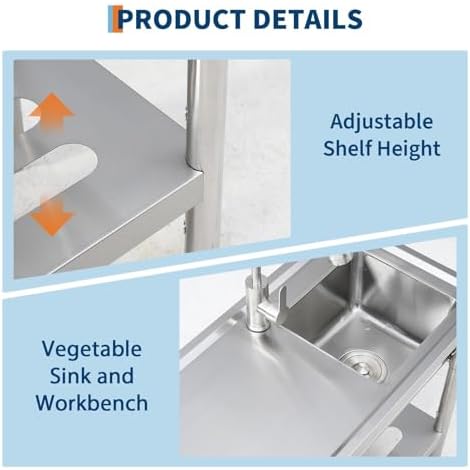GarveeTech 29.5x15.7x29.5 IN Stainless Steel Utility Sink, Free Standing Laundry Sinks w/Drainboard - Stand & Faucet Included, Rust-Resistant Easy-Clean - For Laundry,Garage,Outdoor Prep - Image 5