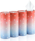 SINGARO Car Tissue Holder, 4 Pack Car Cup Holder Facial Tissues with Travel Tissue Bag, Quick and Convenient Flower Combination Box(4 Canisters/200 Tissues) American Flag by SINGARO