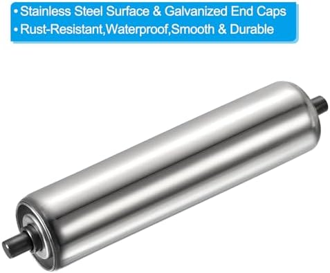 PATIKIL Conveyor Roller 3.5" Diameter 12" Length, 2 Pack Stainless Steel Transmission Replacement Part Galvanized End, Silver - Image 3