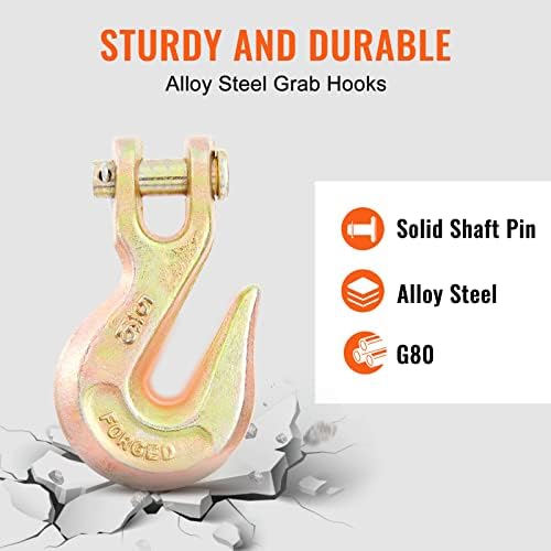 VEVOR Transport Binder Chain, 5/16''x20' Tow Chain with Grab Hooks, 4900lbs Safe Working Load, G80 Heavy Duty Chain, Logging Chain for Transporting Towing, Tie Down Binding Equipment - Image 5