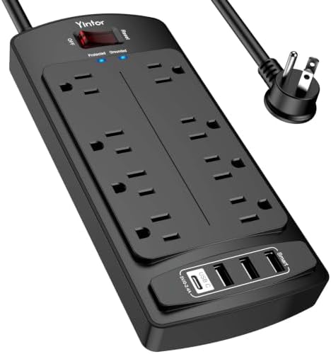 Yintar 6Ft Surge Protector Power Strip with 8 Outlets and 4 USB Ports by Yintar