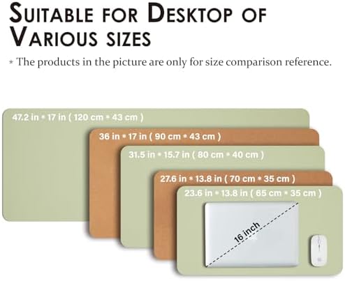 Cork Desk Mat - Dual-Sided Desk Pad for Office and Home - Desk Organization and Accessories - Ideal for Large Mouse Pad and Desk Mats on Top of Desks(Light Green,80cmx 40cm) - Image 5