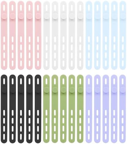 Donruby 30Pcs Silicone Cable Ties, Reusable Cord Organizer Straps, 6 Colors by Donruby