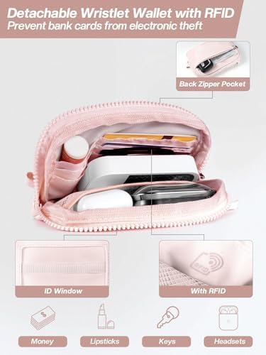 Tiostep Clip and Go Strap for Phone with Wallet Crossbody Phone Lanyard Adjustable and Detachable RFID Wristlet Wallet (Pink, Medium) - Image 5